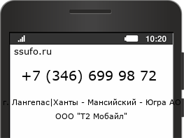 Номер телефона +73466999872